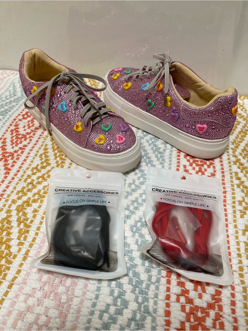 Betsey Johnson Hearts Rhinestone Sneakers